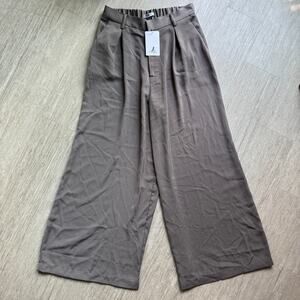 Tronjori Dress Pants Wide Leg Trousers Gray Womens M 28x28 NWT Boho Airy Flowy